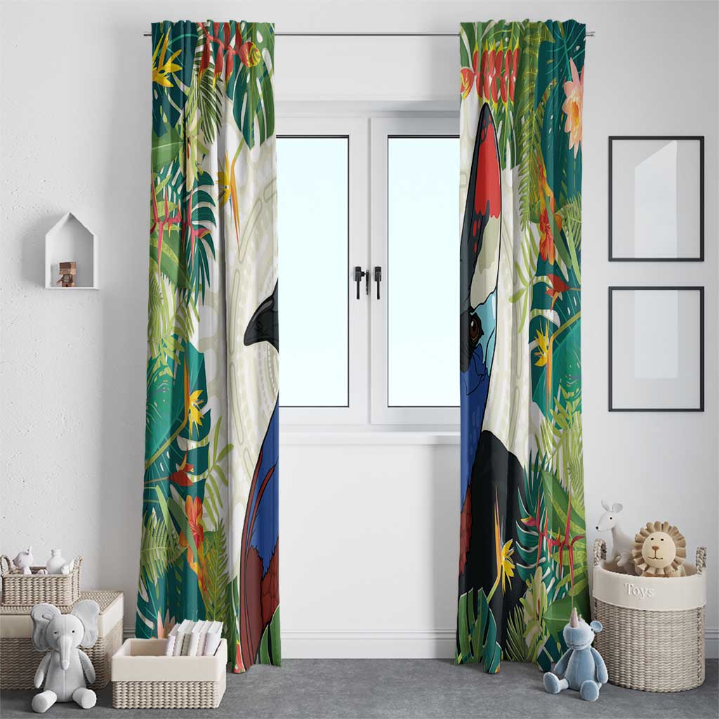 Cassowary Australia Window Curtain Tropical Flowers Mix Aboriginal Art
