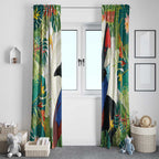 Cassowary Australia Window Curtain Tropical Flowers Mix Aboriginal Art