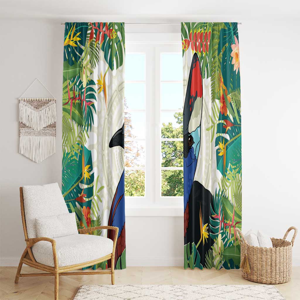 Cassowary Australia Window Curtain Tropical Flowers Mix Aboriginal Art