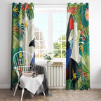 Cassowary Australia Window Curtain Tropical Flowers Mix Aboriginal Art