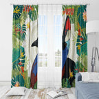 Cassowary Australia Window Curtain Tropical Flowers Mix Aboriginal Art