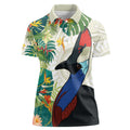Cassowary Australia Women Polo Shirt Tropical Flowers Mix Aboriginal Art
