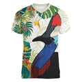 Cassowary Australia Women V-Neck T-Shirt Tropical Flowers Mix Aboriginal Art
