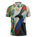Cassowary Australia Zipper Polo Shirt Tropical Flowers Mix Aboriginal Art - Aussie Hoodie