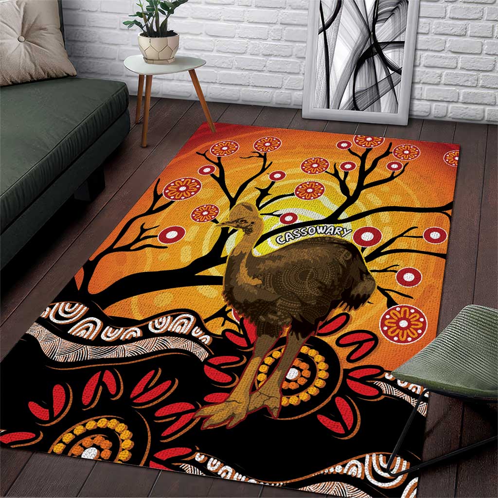 Keeper Of The Rainforest Cassowary Area Rug Aboriginal Art