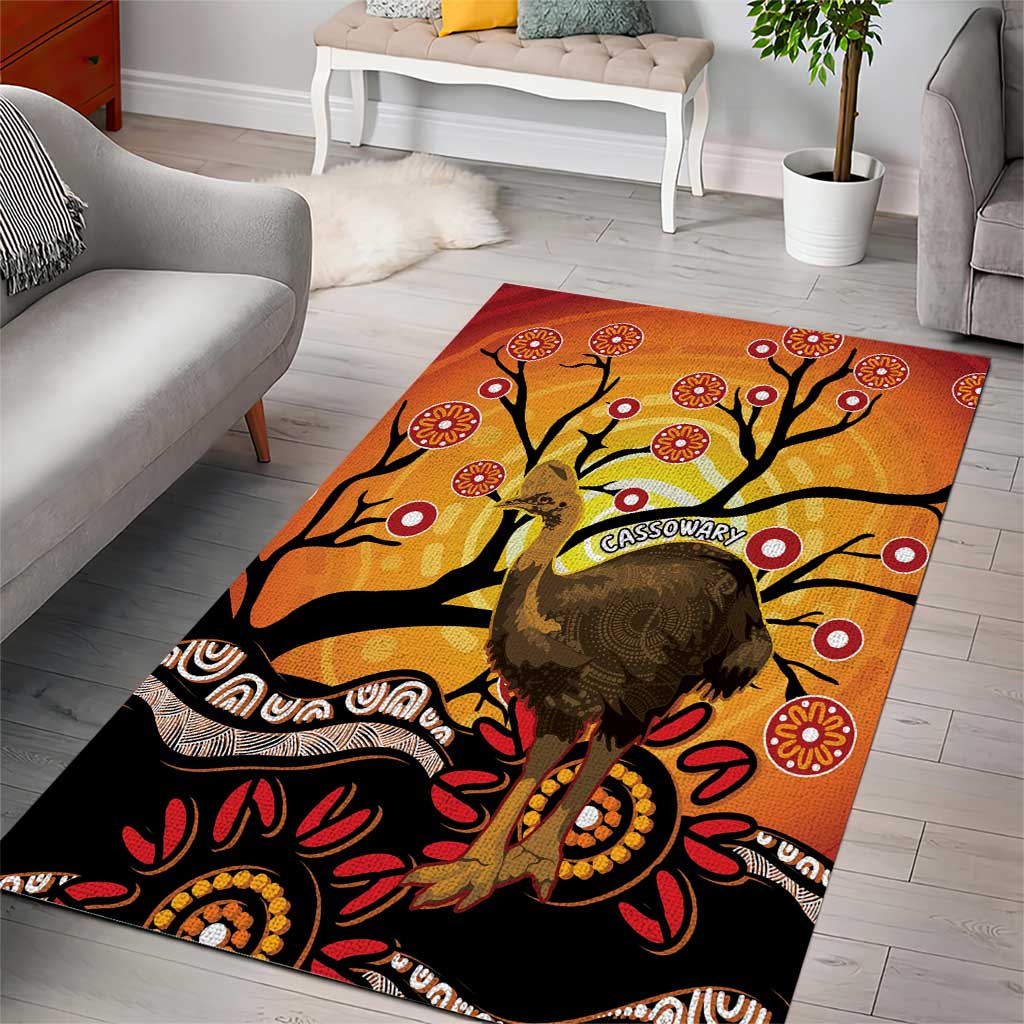 Keeper Of The Rainforest Cassowary Area Rug Aboriginal Art