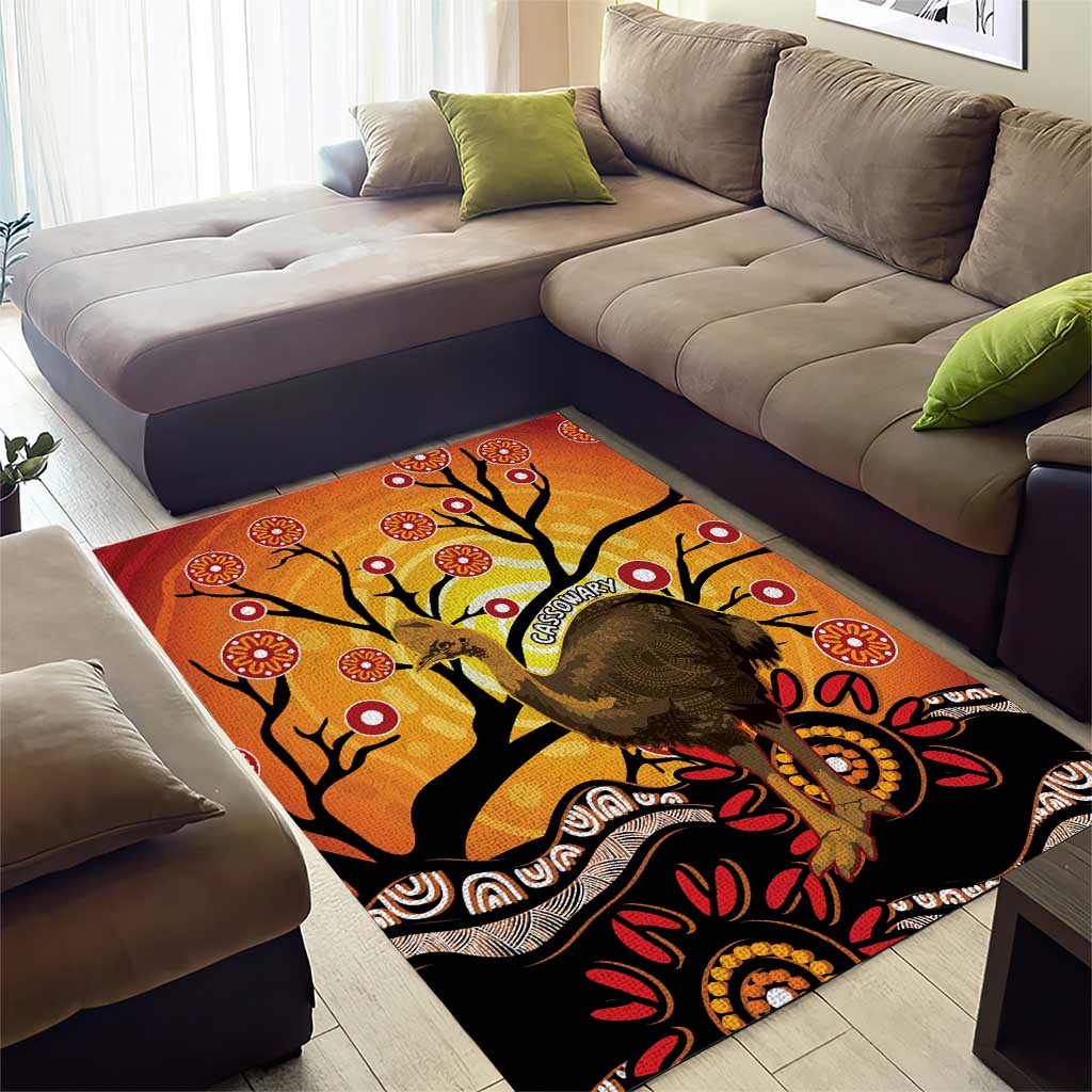 Keeper Of The Rainforest Cassowary Area Rug Aboriginal Art