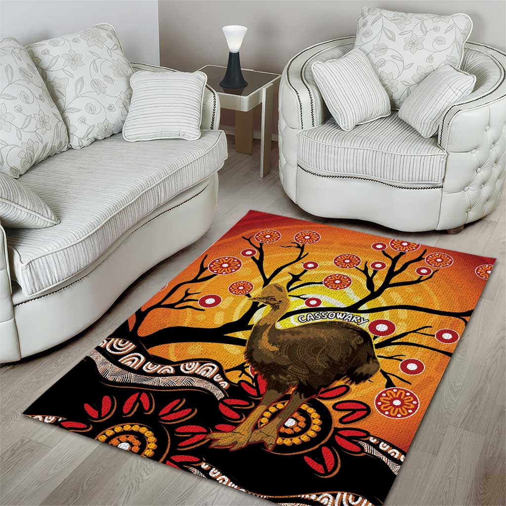 Keeper Of The Rainforest Cassowary Area Rug Aboriginal Art