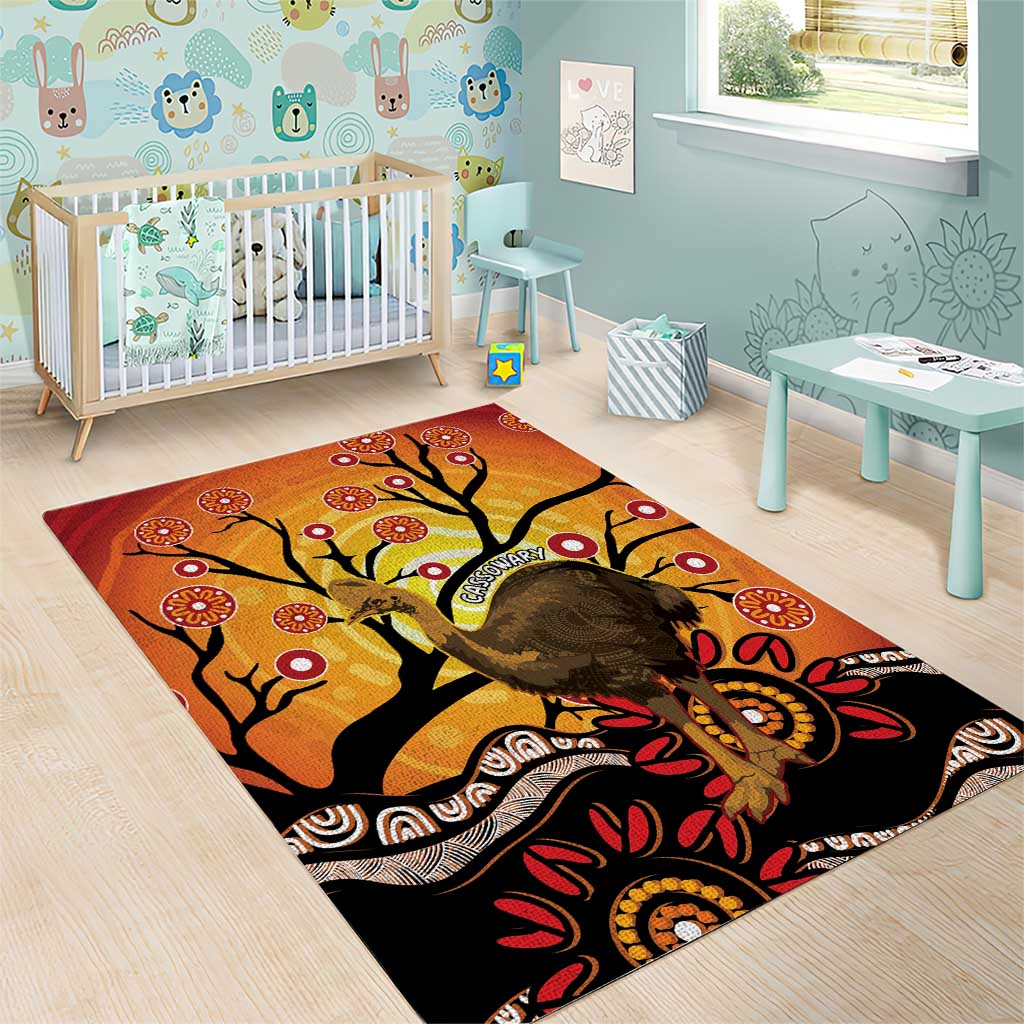 Keeper Of The Rainforest Cassowary Area Rug Aboriginal Art
