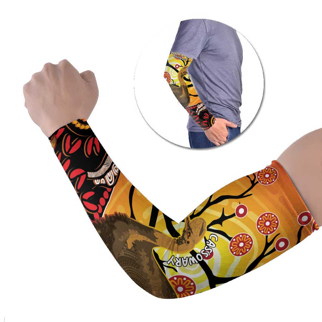 Keeper Of The Rainforest Cassowary Arm Sleeves Aboriginal Art - Aussie Hoodie