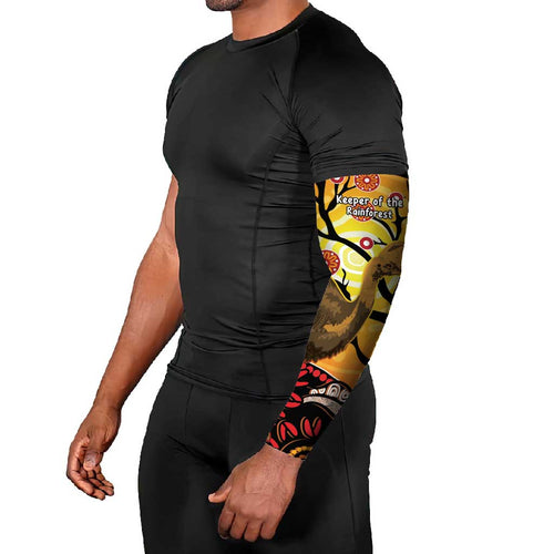 Keeper Of The Rainforest Cassowary Arm Sleeves Aboriginal Art - Aussie Hoodie