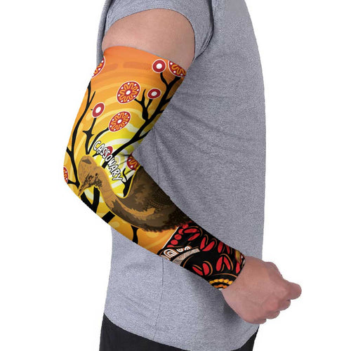Keeper Of The Rainforest Cassowary Arm Sleeves Aboriginal Art - Aussie Hoodie