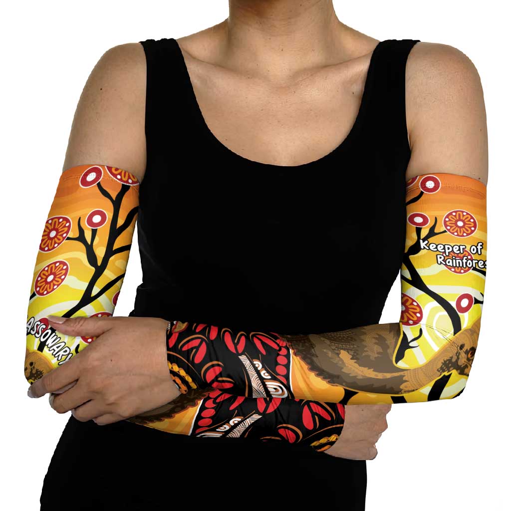 Keeper Of The Rainforest Cassowary Arm Sleeves Aboriginal Art - Aussie Hoodie