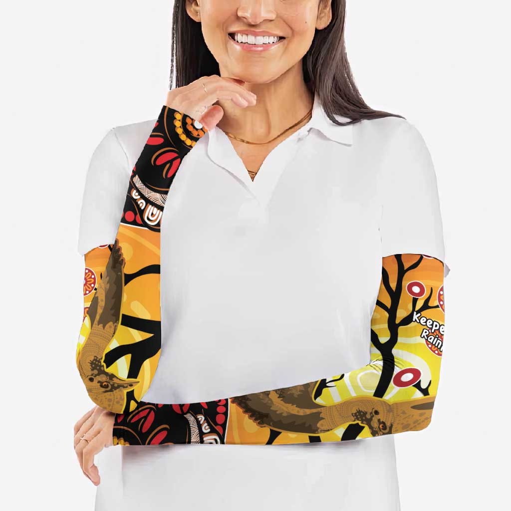 Keeper Of The Rainforest Cassowary Arm Sleeves Aboriginal Art - Aussie Hoodie