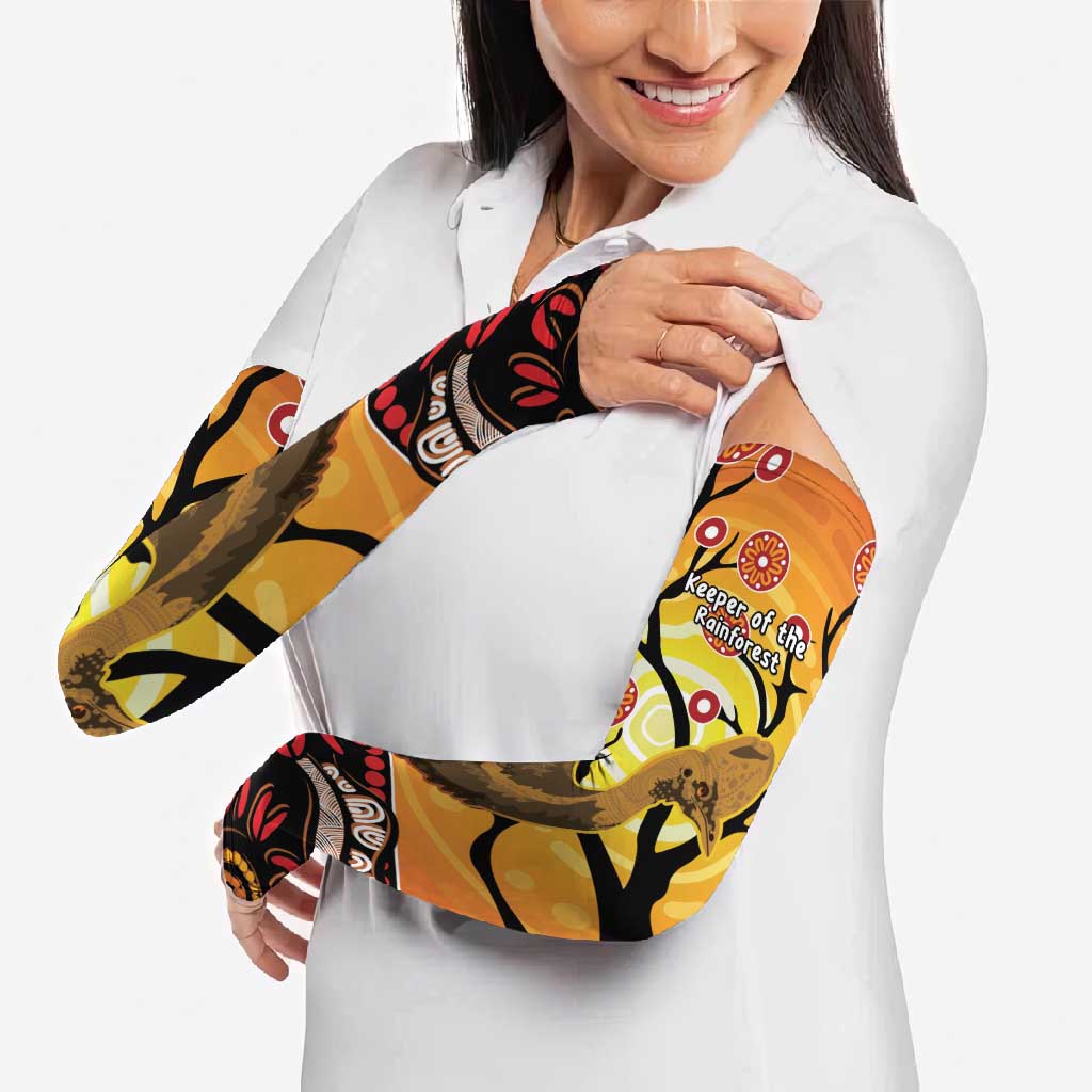 Keeper Of The Rainforest Cassowary Arm Sleeves Aboriginal Art - Aussie Hoodie