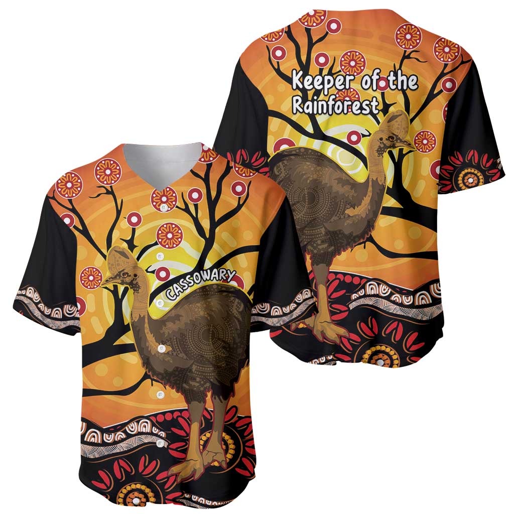 Keeper Of The Rainforest Cassowary Baseball Jersey Aboriginal Art