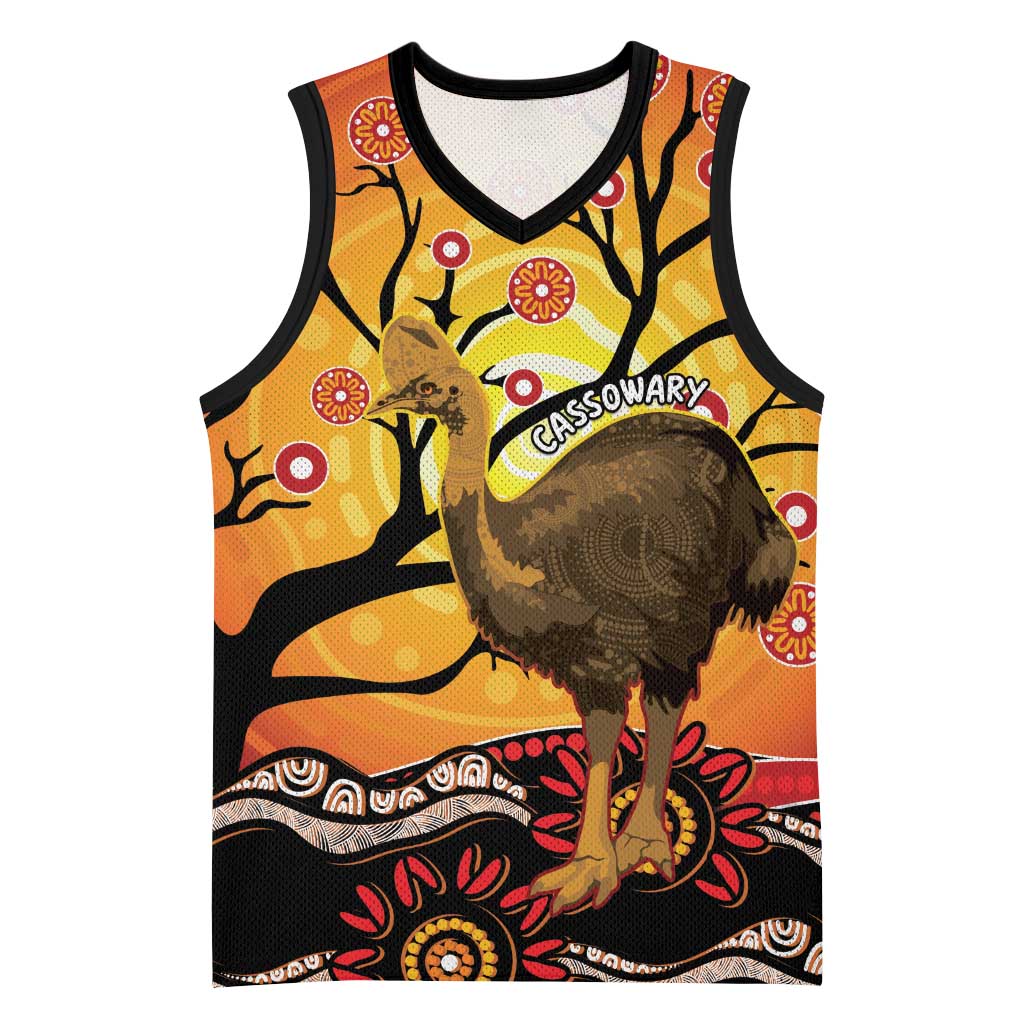 Keeper Of The Rainforest Cassowary Basketball Jersey Aboriginal Art - Aussie Hoodie