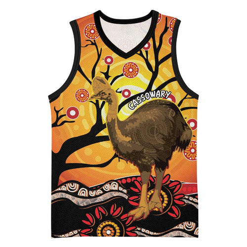 Keeper Of The Rainforest Cassowary Basketball Jersey Aboriginal Art - Aussie Hoodie