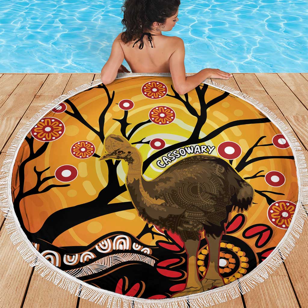 Keeper Of The Rainforest Cassowary Beach Blanket Aboriginal Art