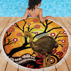 Keeper Of The Rainforest Cassowary Beach Blanket Aboriginal Art
