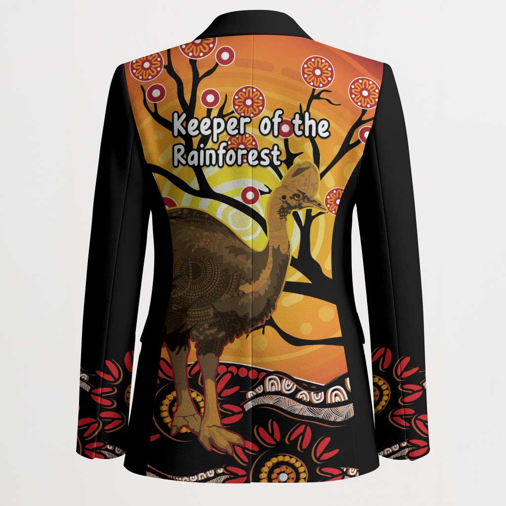 Keeper Of The Rainforest Cassowary Blazer Aboriginal Art - Aussie Hoodie