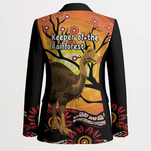 Keeper Of The Rainforest Cassowary Blazer Aboriginal Art - Aussie Hoodie