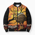 Keeper Of The Rainforest Cassowary Bomber Puffer Jacket Aboriginal Art - Aussie Hoodie