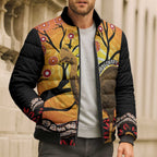 Keeper Of The Rainforest Cassowary Bomber Puffer Jacket Aboriginal Art - Aussie Hoodie