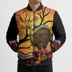 Keeper Of The Rainforest Cassowary Bomber Puffer Jacket Aboriginal Art - Aussie Hoodie