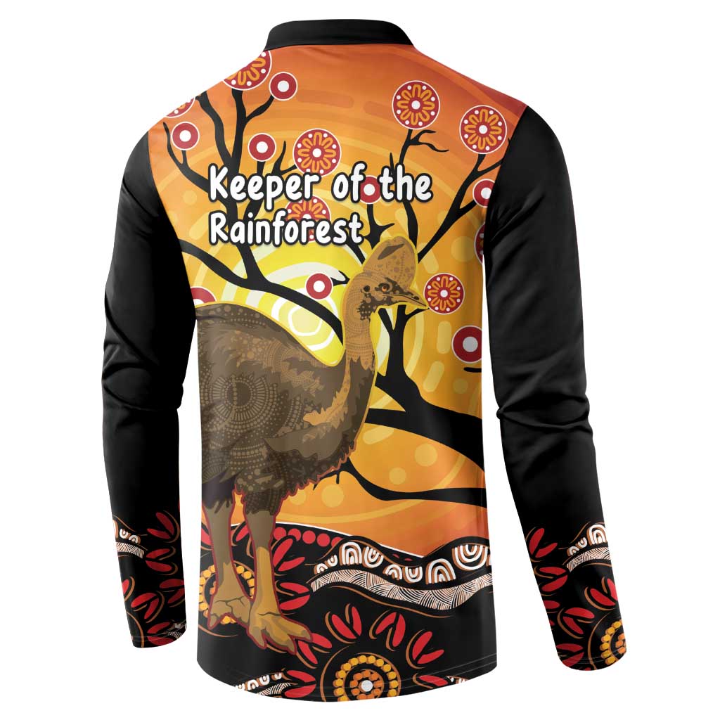 Keeper Of The Rainforest Cassowary Button Sweatshirt Aboriginal Art