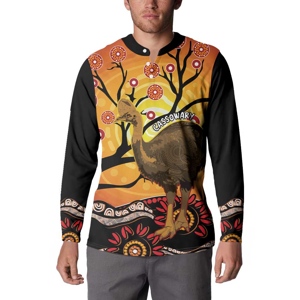 Keeper Of The Rainforest Cassowary Button Sweatshirt Aboriginal Art