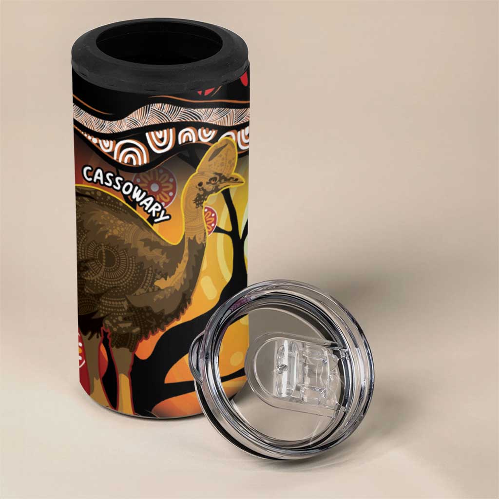 Keeper Of The Rainforest Cassowary 4 in 1 Can Cooler Tumbler Aboriginal Art