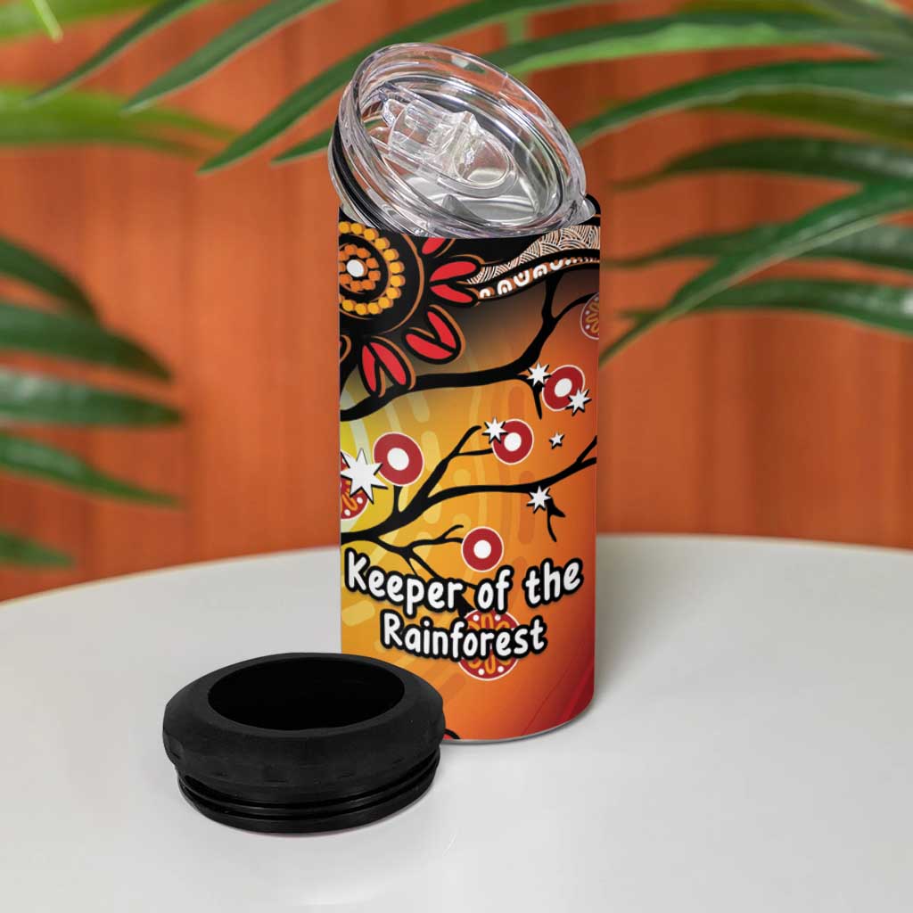 Keeper Of The Rainforest Cassowary 4 in 1 Can Cooler Tumbler Aboriginal Art