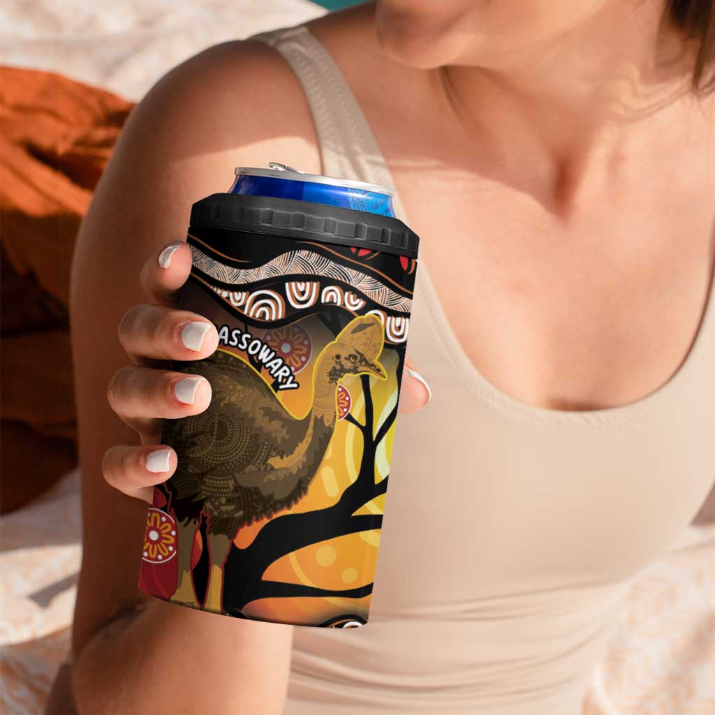 Keeper Of The Rainforest Cassowary 4 in 1 Can Cooler Tumbler Aboriginal Art