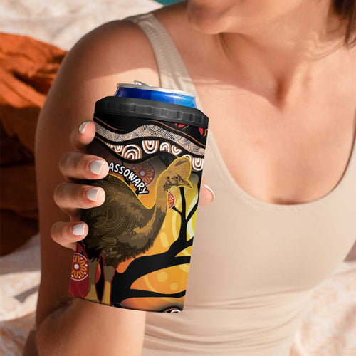 Keeper Of The Rainforest Cassowary 4 in 1 Can Cooler Tumbler Aboriginal Art