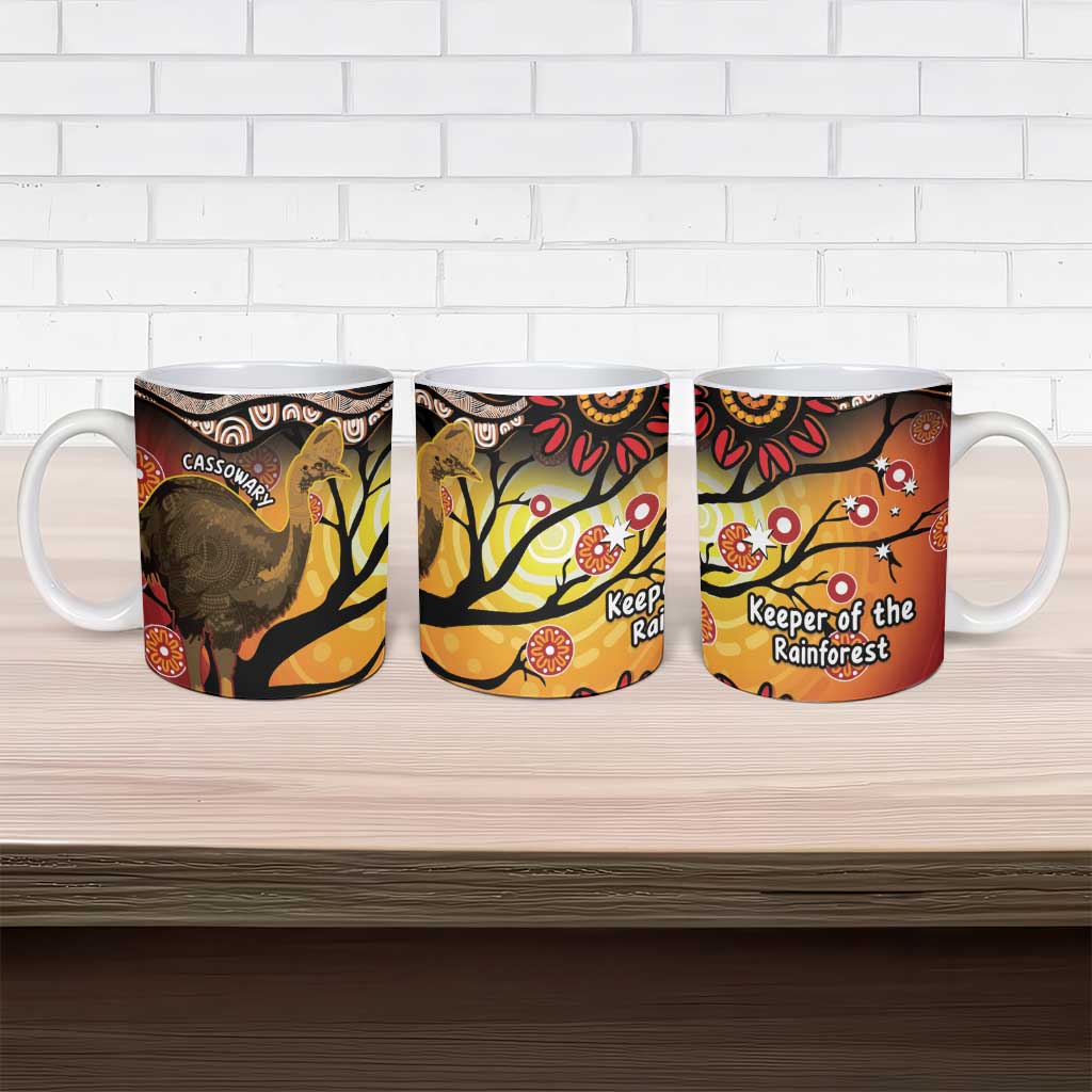 Keeper Of The Rainforest Cassowary Ceramic Mug Aboriginal Art - Aussie Hoodie