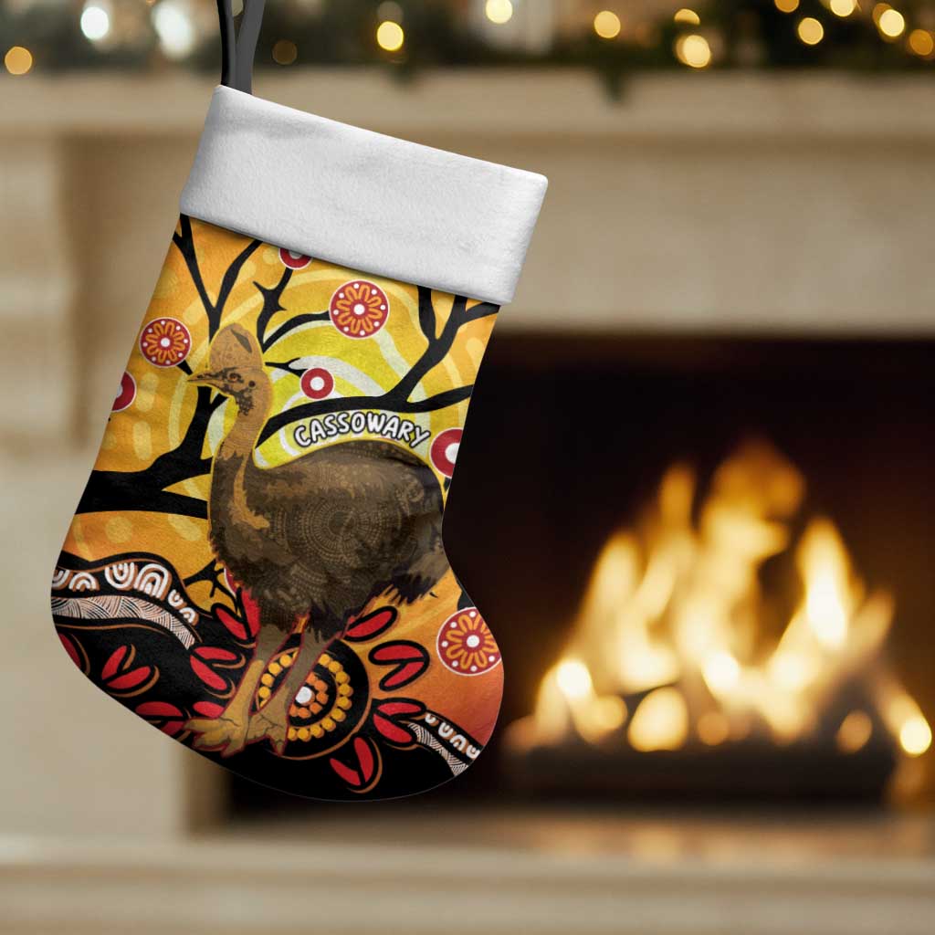 Keeper Of The Rainforest Cassowary Christmas Stocking Aboriginal Art - Aussie Hoodie