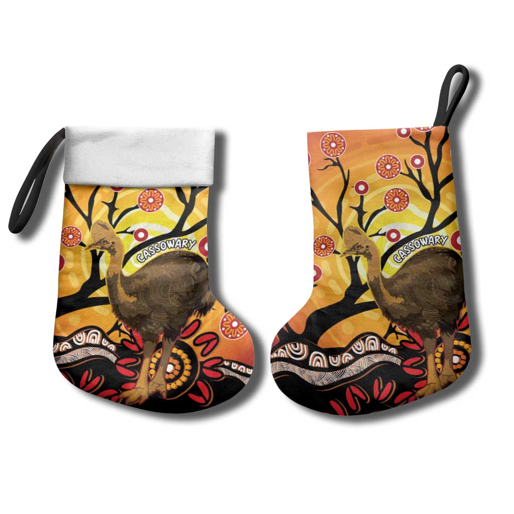 Keeper Of The Rainforest Cassowary Christmas Stocking Aboriginal Art - Aussie Hoodie