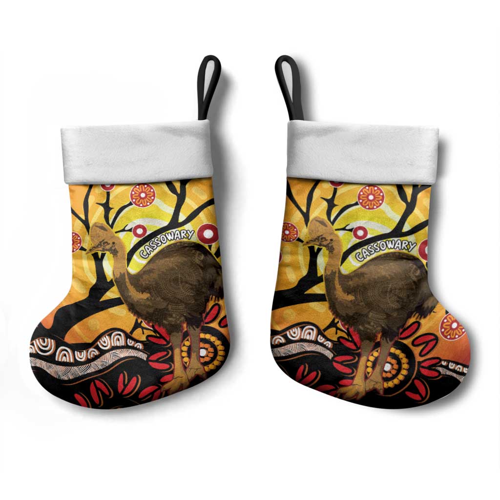 Keeper Of The Rainforest Cassowary Christmas Stocking Aboriginal Art - Aussie Hoodie