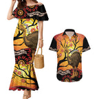 Keeper Of The Rainforest Cassowary Couples Matching Mermaid Dress and Hawaiian Shirt Aboriginal Art