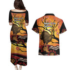 Keeper Of The Rainforest Cassowary Couples Matching Puletasi and Hawaiian Shirt Aboriginal Art