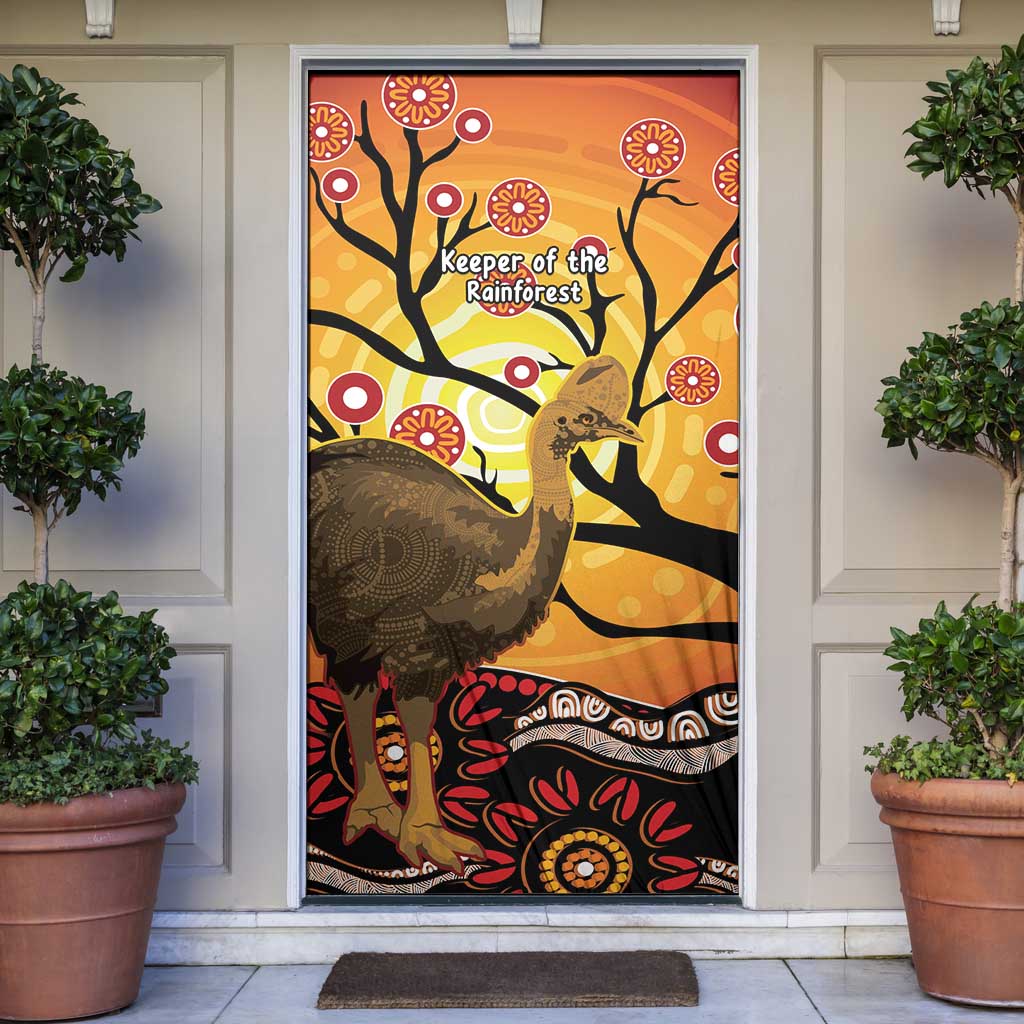 Keeper Of The Rainforest Cassowary Door Cover Aboriginal Art - Aussie Hoodie
