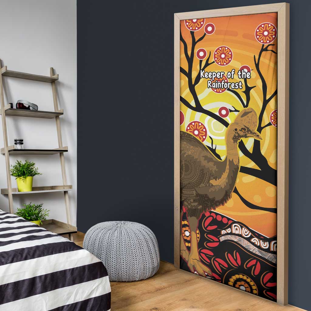 Keeper Of The Rainforest Cassowary Door Cover Aboriginal Art - Aussie Hoodie