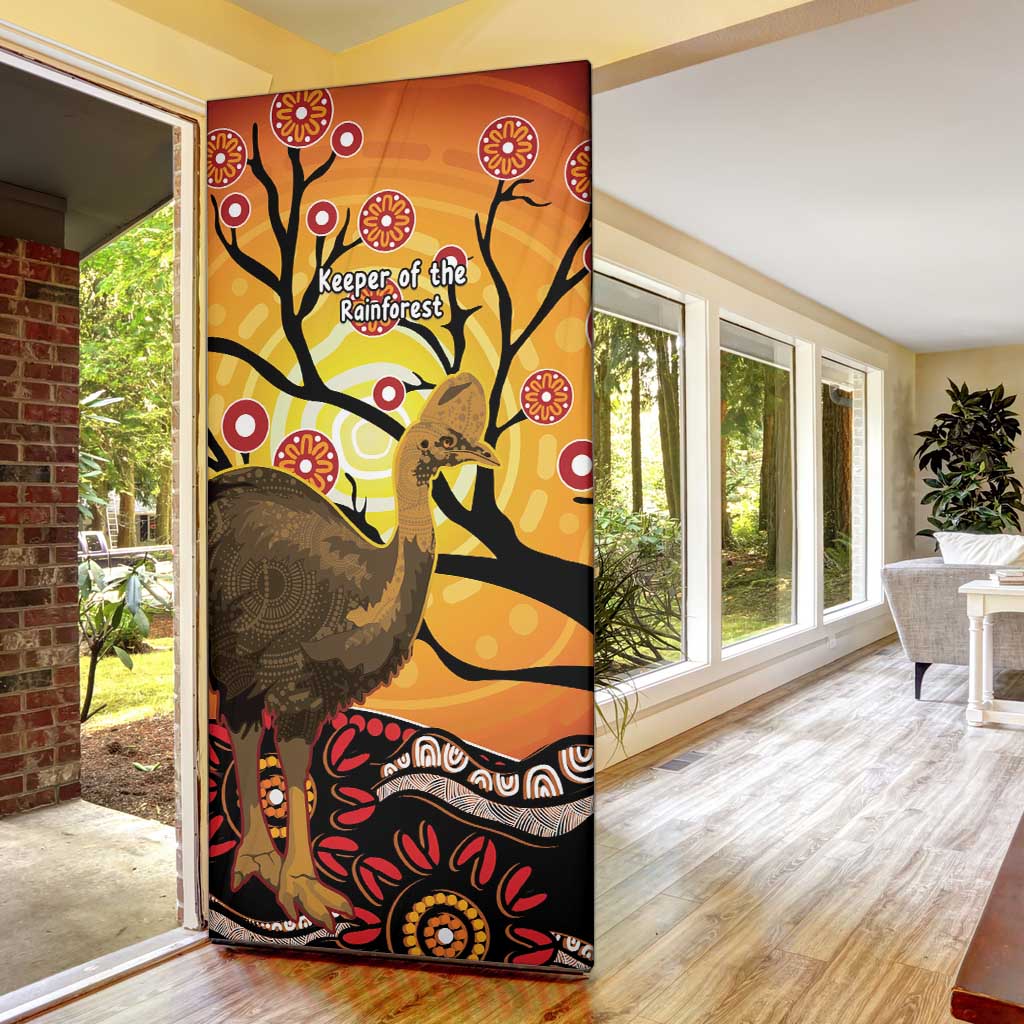 Keeper Of The Rainforest Cassowary Door Cover Aboriginal Art - Aussie Hoodie