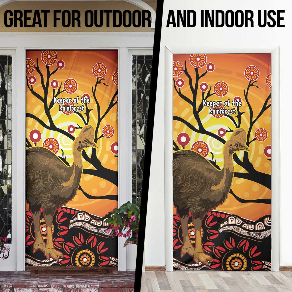 Keeper Of The Rainforest Cassowary Door Cover Aboriginal Art - Aussie Hoodie