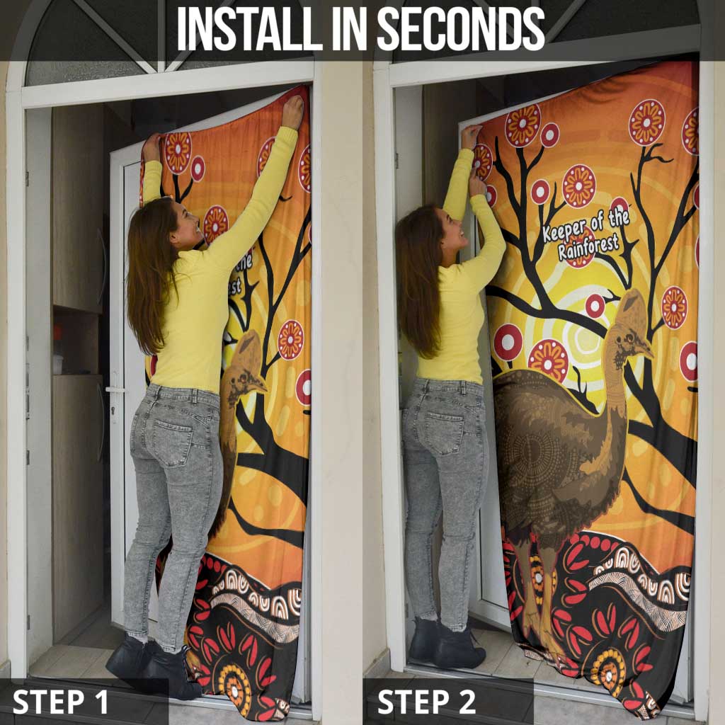 Keeper Of The Rainforest Cassowary Door Cover Aboriginal Art - Aussie Hoodie
