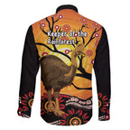 Keeper Of The Rainforest Cassowary Family Matching Long Sleeve Bodycon Dress and Hawaiian Shirt Aboriginal Art