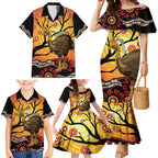 Keeper Of The Rainforest Cassowary Family Matching Mermaid Dress and Hawaiian Shirt Aboriginal Art