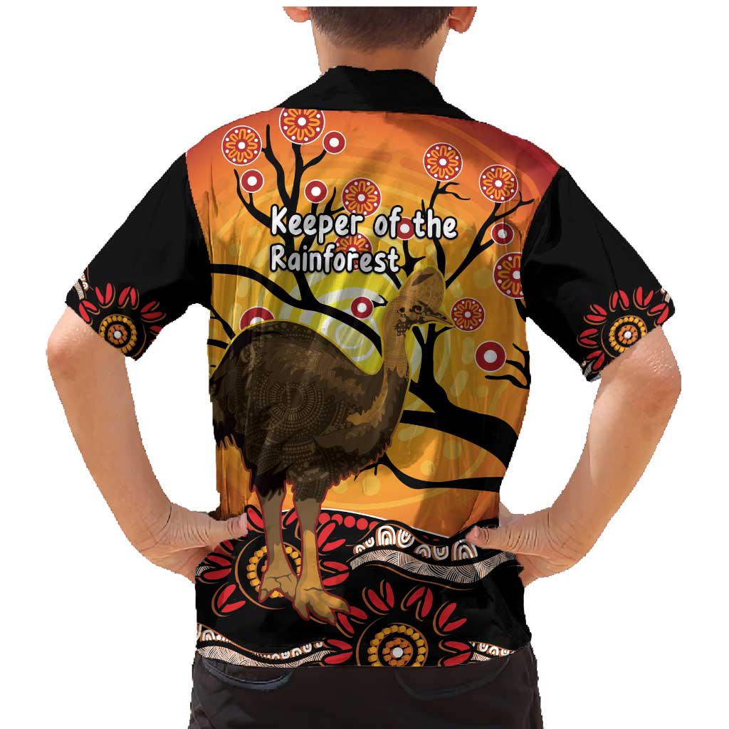 Keeper Of The Rainforest Cassowary Family Matching Mermaid Dress and Hawaiian Shirt Aboriginal Art