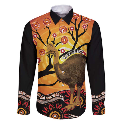 Keeper Of The Rainforest Cassowary Family Matching Off Shoulder Short Dress and Hawaiian Shirt Aboriginal Art